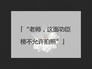 “老师，这面功臣榜不允许拍照”
