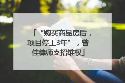 “购买商品房后，项目停工3年”，曾佳律师支招维权