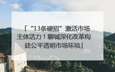 “13条硬招”激活市场主体活力！聊城深化改革构建公平透明市场环境