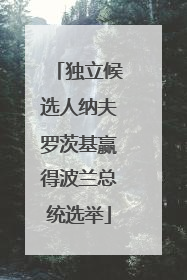 独立候选人纳夫罗茨基赢得波兰总统选举