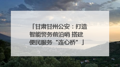 甘肃甘州公安：打造智能警务前沿哨 搭建便民服务“连心桥”