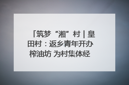 筑梦“湘”村｜皇田村：返乡青年开办榨油坊 为村集体经济“加油”