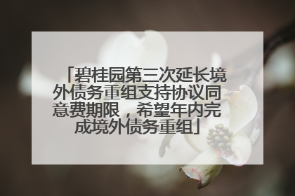 碧桂园第三次延长境外债务重组支持协议同意费期限，希望年内完成境外债务重组
