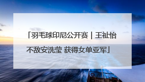 羽毛球印尼公开赛｜王祉怡不敌安洗莹 获得女单亚军