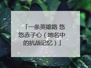 一条英雄路 悠悠赤子心（地名中的抗战记忆）