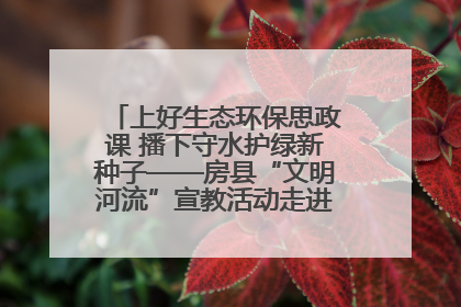 上好生态环保思政课 播下守水护绿新种子——房县“文明河流”宣教活动走进八一希望小学