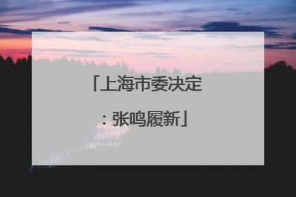 上海市委决定：张鸣履新