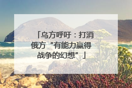 乌方呼吁：打消俄方“有能力赢得战争的幻想”