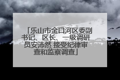 乐山市金口河区委副书记、区长、一级调研员安沛然 接受纪律审查和监察调查