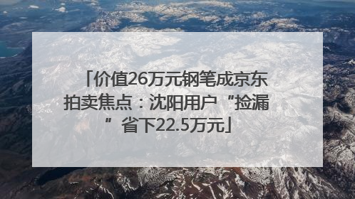 价值26万元钢笔成京东拍卖焦点：沈阳用户“捡漏”省下22.5万元