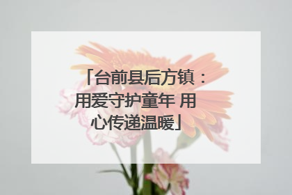 台前县后方镇：用爱守护童年 用心传递温暖