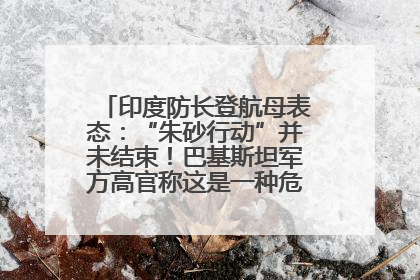 印度防长登航母表态：“朱砂行动”并未结束！巴基斯坦军方高官称这是一种危险的状况……
