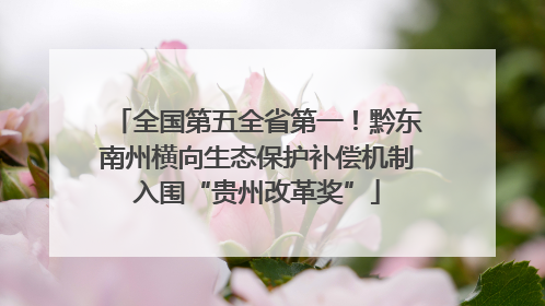 全国第五全省第一！黔东南州横向生态保护补偿机制入围“贵州改革奖”