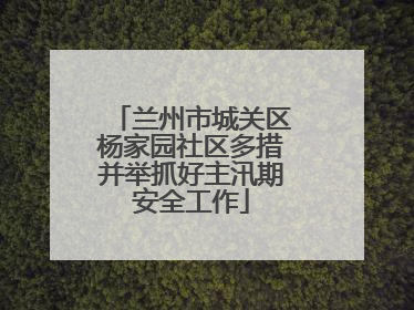 兰州市城关区杨家园社区多措并举抓好主汛期安全工作