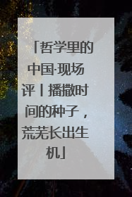 哲学里的中国·现场评丨播撒时间的种子，荒芜长出生机