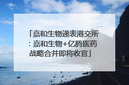 嘉和生物递表港交所：嘉和生物+亿腾医药战略合并即将收官
