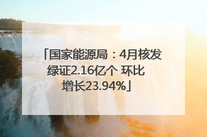 国家能源局：4月核发绿证2.16亿个 环比增长23.94%