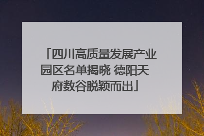 四川高质量发展产业园区名单揭晓 德阳天府数谷脱颖而出