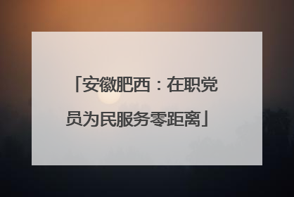 安徽肥西：在职党员为民服务零距离