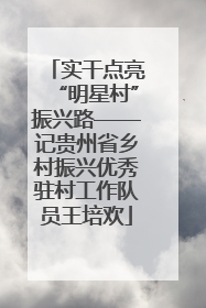实干点亮“明星村”振兴路——记贵州省乡村振兴优秀驻村工作队员王培欢