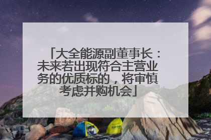 大全能源副董事长：未来若出现符合主营业务的优质标的，将审慎考虑并购机会