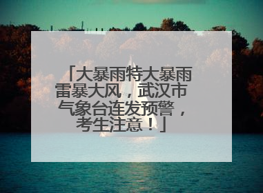 大暴雨特大暴雨雷暴大风，武汉市气象台连发预警，考生注意！