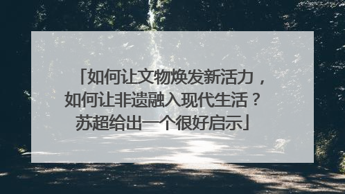 如何让文物焕发新活力，如何让非遗融入现代生活？苏超给出一个很好启示