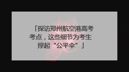 探访郑州航空港高考考点，这些细节为考生撑起“公平伞”