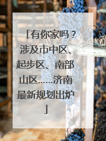 有你家吗？涉及市中区、起步区、南部山区……济南最新规划出炉
