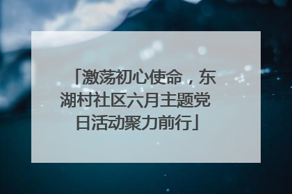 激荡初心使命，东湖村社区六月主题党日活动聚力前行