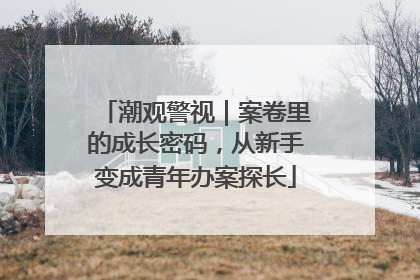 潮观警视｜案卷里的成长密码，从新手变成青年办案探长