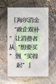 海尔消金“政企双补”让消费者从“想要买”到“买得起”