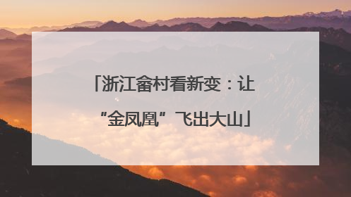 浙江畲村看新变：让“金凤凰”飞出大山