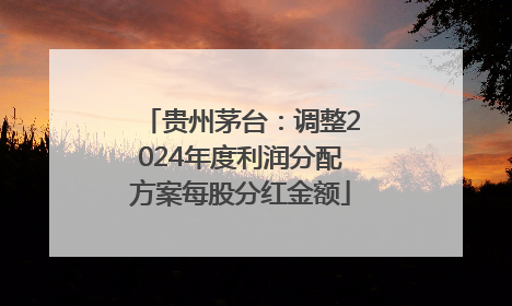 贵州茅台:调整2024年度利润分配方案每股分红金额