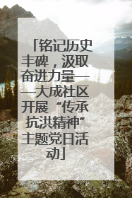 铭记历史丰碑，汲取奋进力量——大成社区开展“传承抗洪精神”主题党日活动