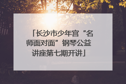长沙市少年宫“名师面对面”钢琴公益讲座第七期开讲