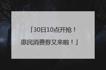 30日10点开抢！惠民消费券又来啦！