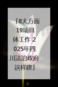 8大方面 19项具体工作 2025年四川法治政府这样建