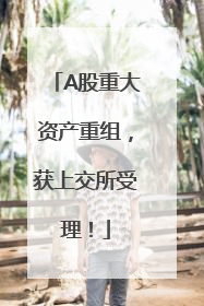 A股重大资产重组，获上交所受理！